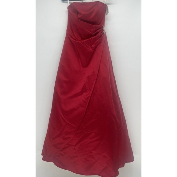 David's Bridal Dresses & Skirts - David’s Bridal Womens Bridesmaid Formal Prom Satin Long Red Dress Size 6